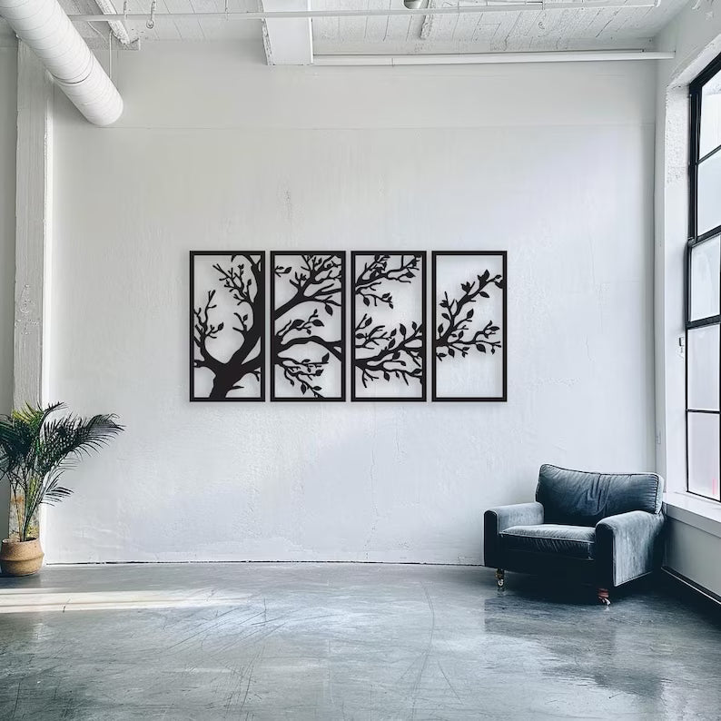 Elegantna 4-Panelna Drvena Grana