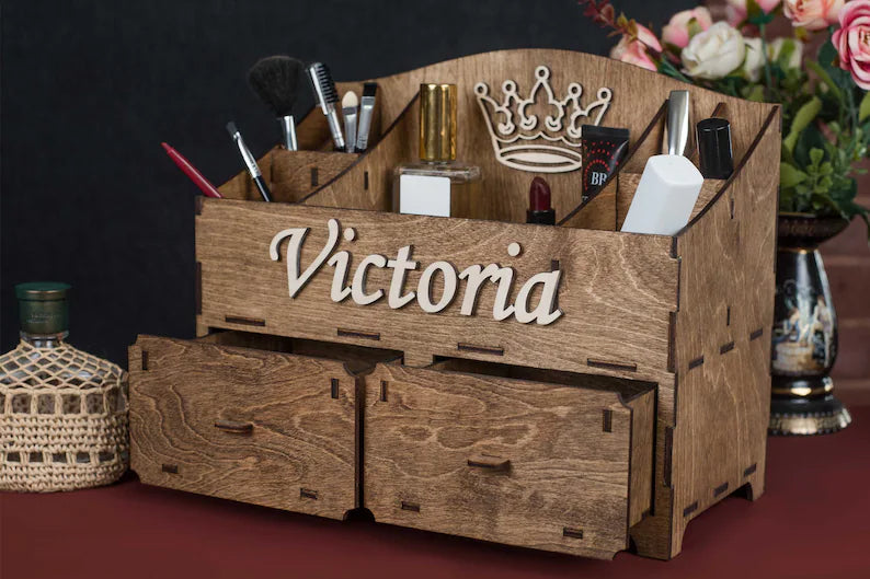Personalizovani Drveni Organizator za Šminku