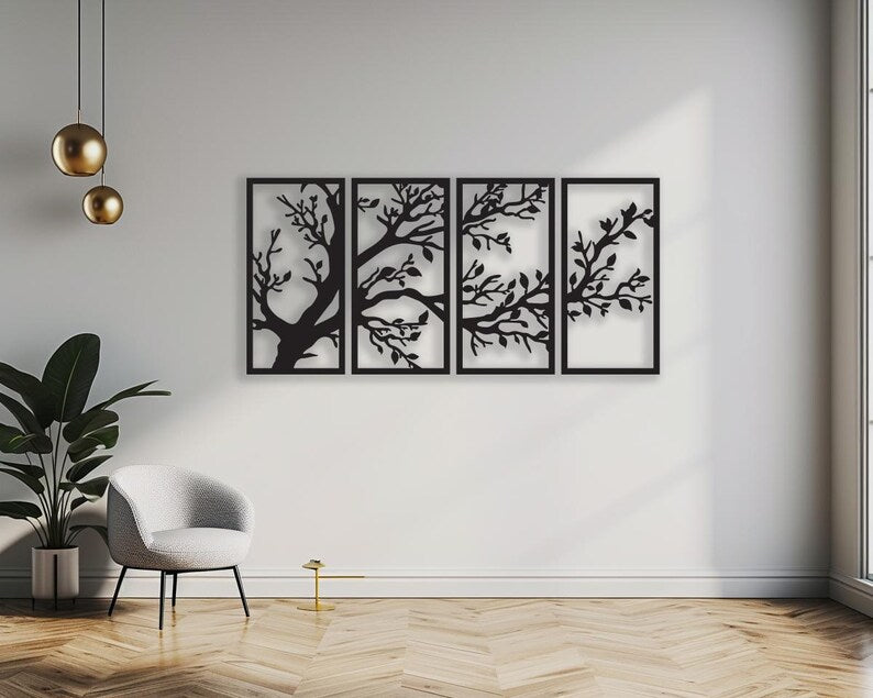 Elegantna 4-Panelna Drvena Grana