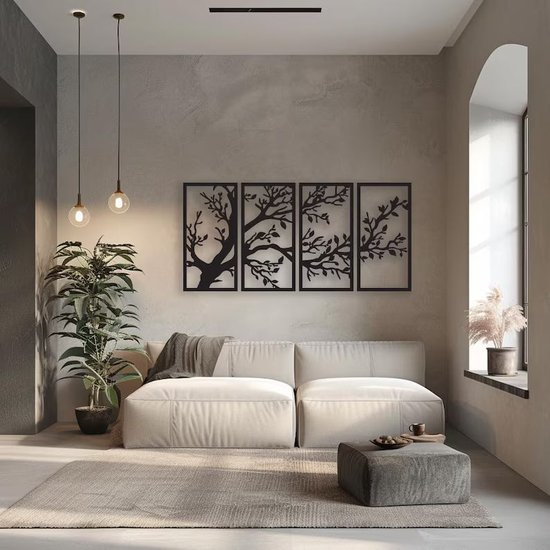 Elegantna 4-Panelna Drvena Grana