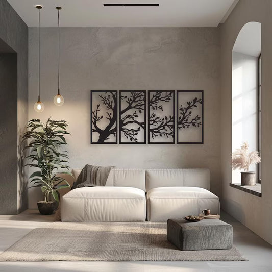 Elegantna 4-Panelna Drvena Grana