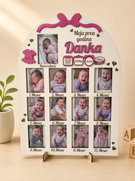 Personalizovani ram-Moja prva godina Mašnica
