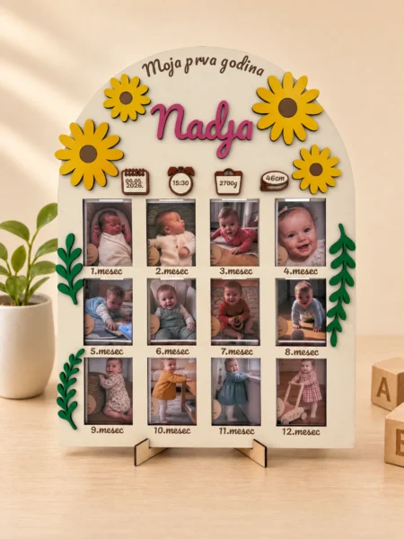 Personalizovani ram-Moja prva godina Suncokret